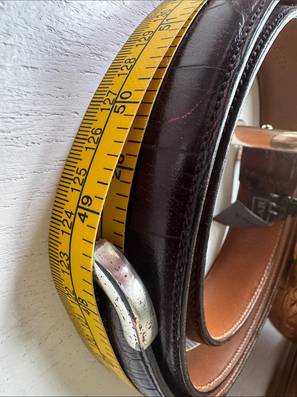 Trafalgar Dark Brown Croc-Embossed Belt with Polished Silver Buckle